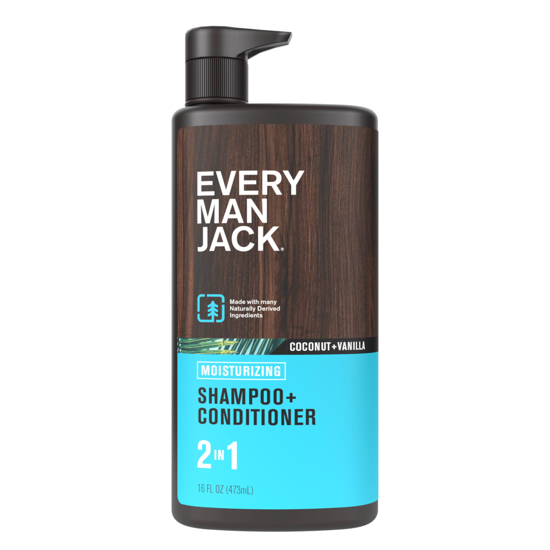 Every Man Jack Coconut + Vanilla Daily 2-in-1 Shampoo and Conditioner for Men, Naturally Derived, 16 oz