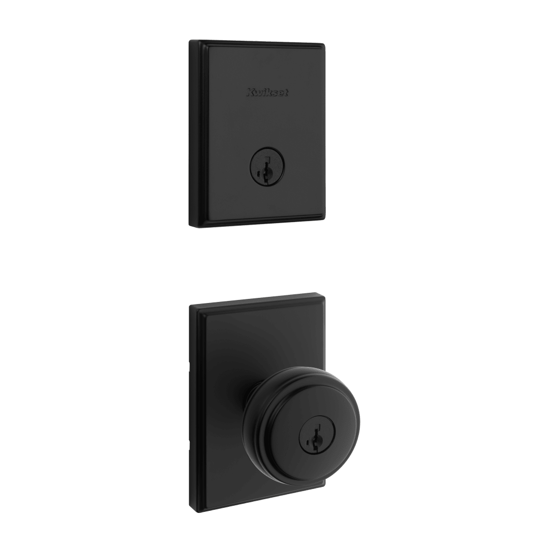 991 Sora Keyed Entry Knob and Single Cylinder Deadbolt Combo Pack featuring SmartKey Security™ in Matte Black