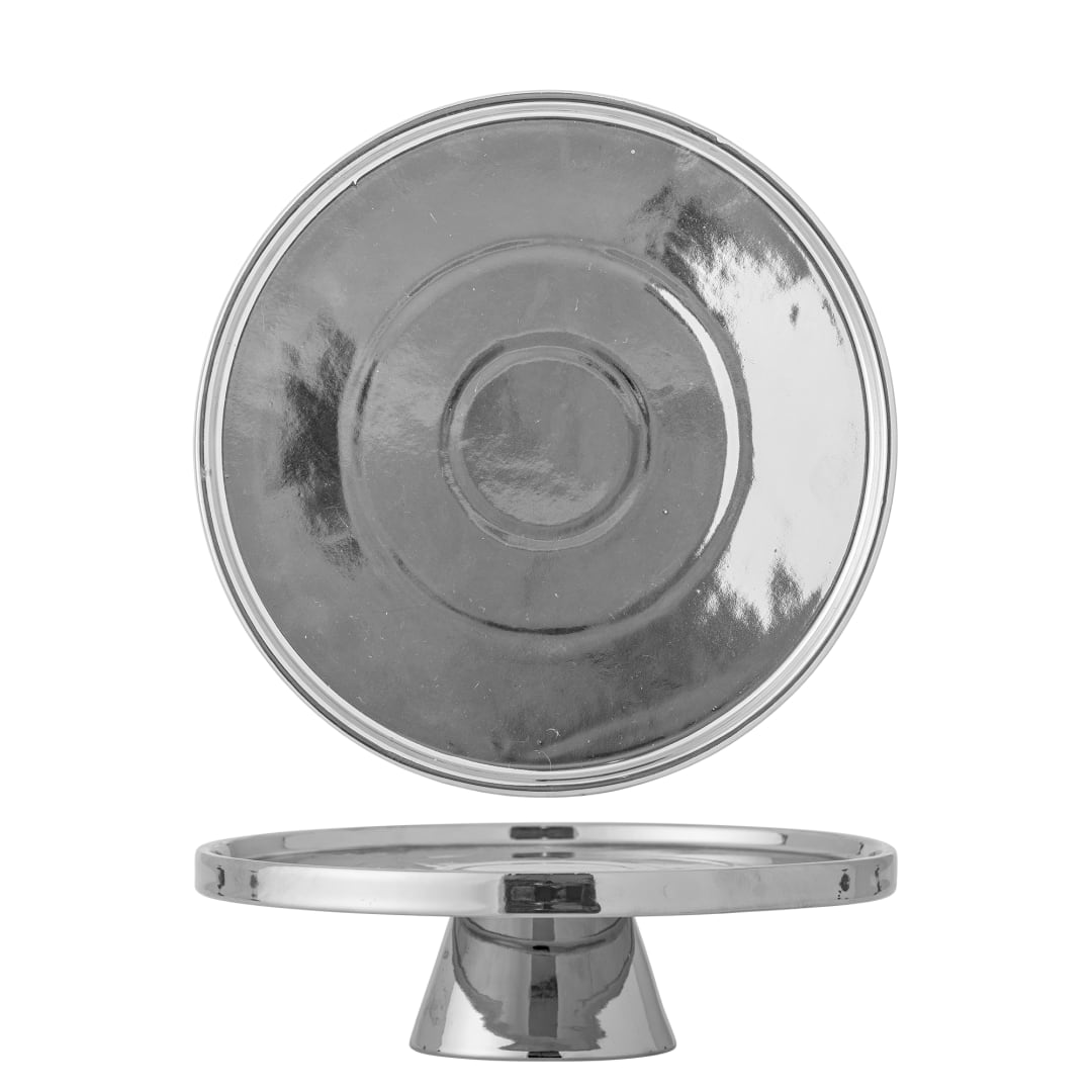 82073139 - Shine Cake Tray, Silver, Stoneware STOCK: 219