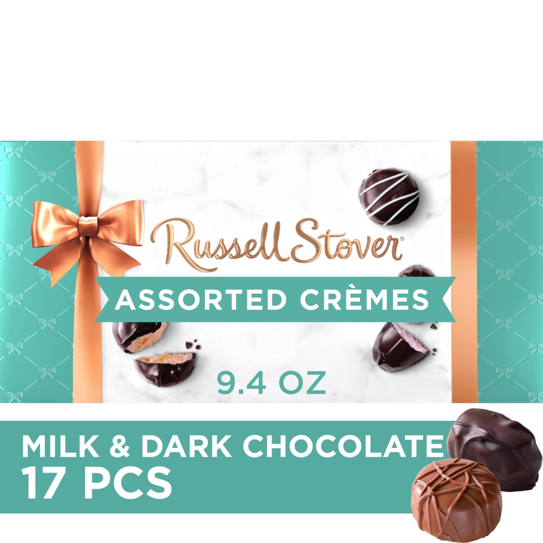 RUSSELL STOVER Assorted Crèmes in Milk & Dark Chocolate Candy Gift Box, 9.4 oz.