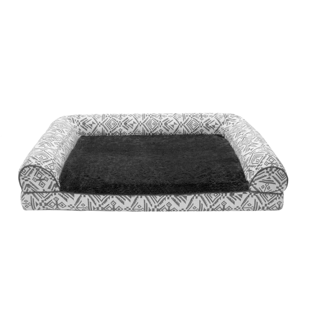 FurHaven Southwest Kilim Orthopedic Sofa Pet Bed, Boulder Gray, Large