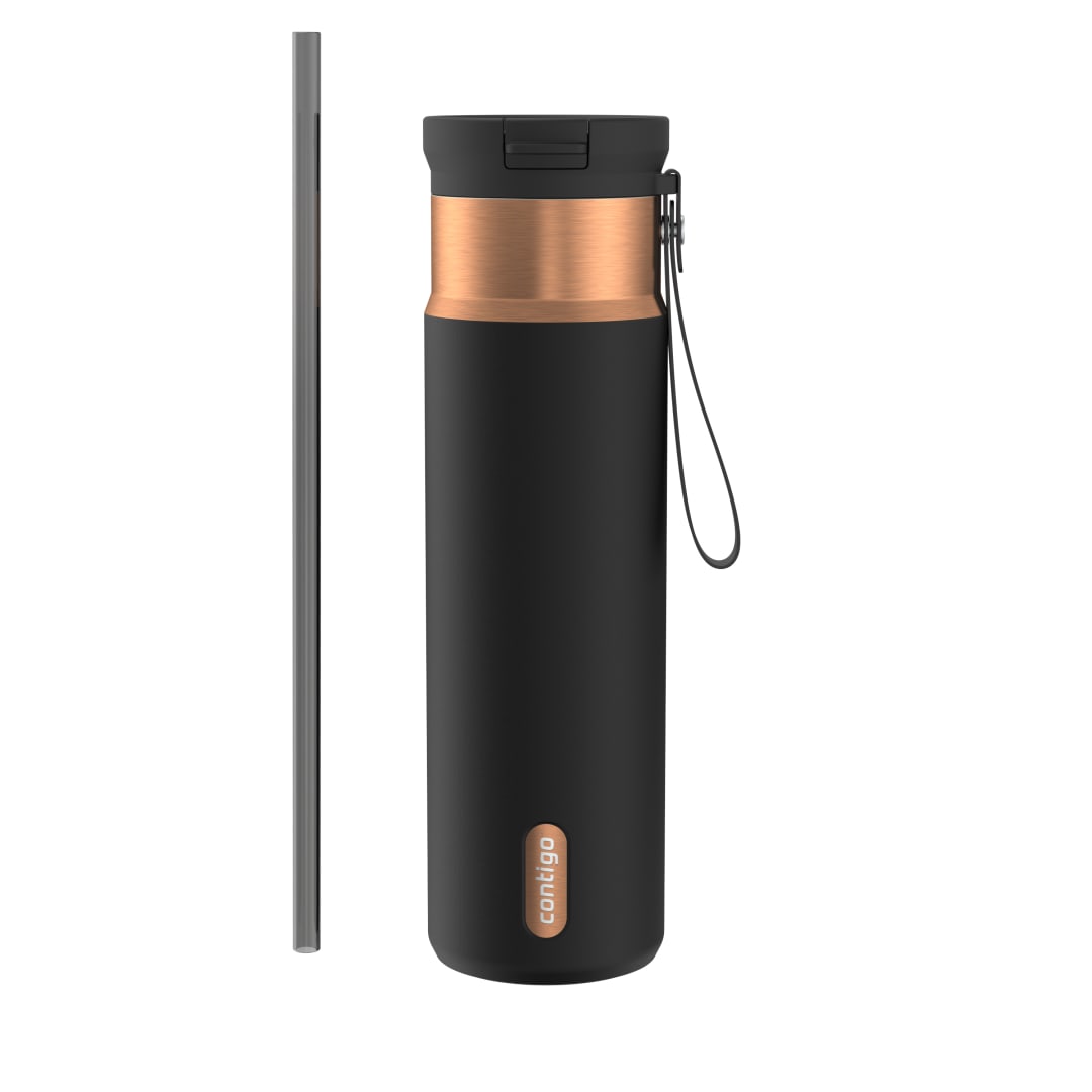 Contigo SnapSeal™ 24 oz Leakproof Stainless Steel Water Bottle with Carrying Strap and Reusable Straw