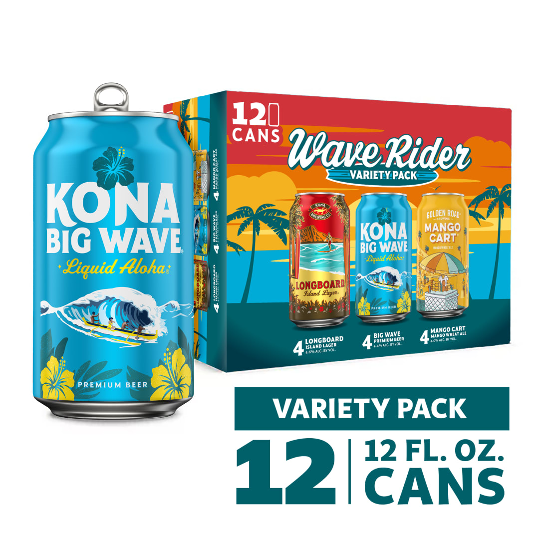 Kona Wave Rider Variety Pack 12 pack - Big Wave, Longboard, Golden Road Mango Cart
