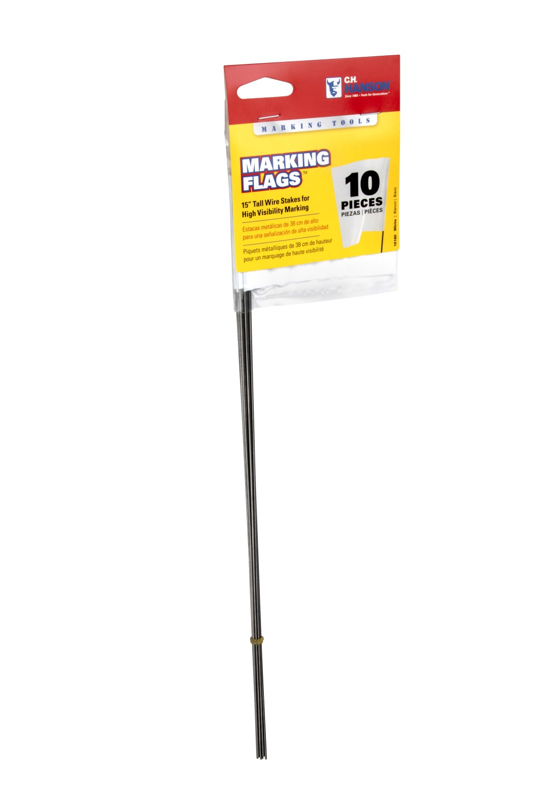 Stake Flags-15" Staff, 2-1/2"x3-1/2" Flag, White 10Pcs.