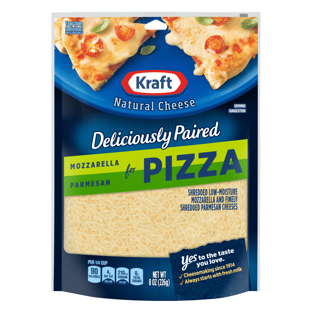 Kraft Natural Deliciously Paired Mozzarella and Parmesan Shredded Cheese, 8 oz Bag