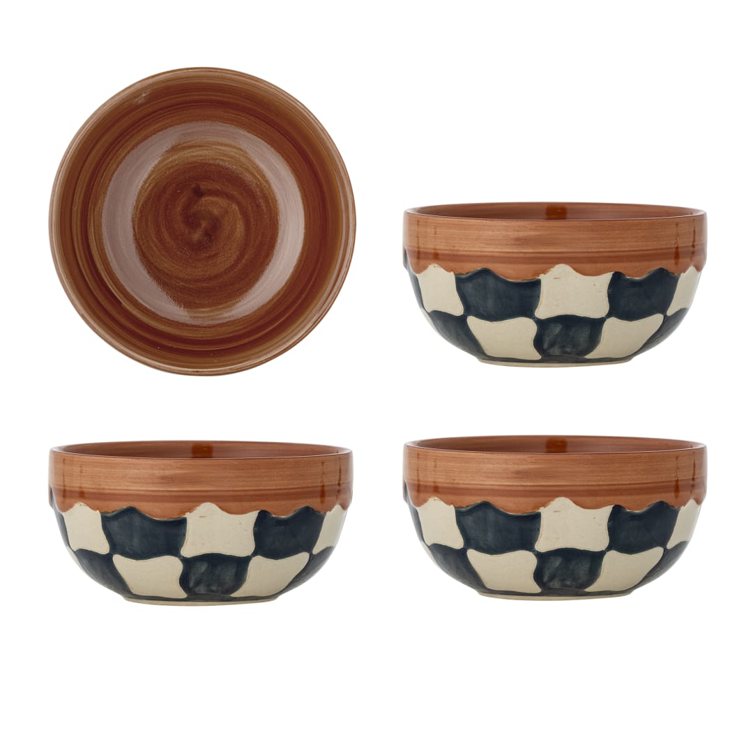 82072603 - Check Bowl, Multi, Stoneware STOCK: 227