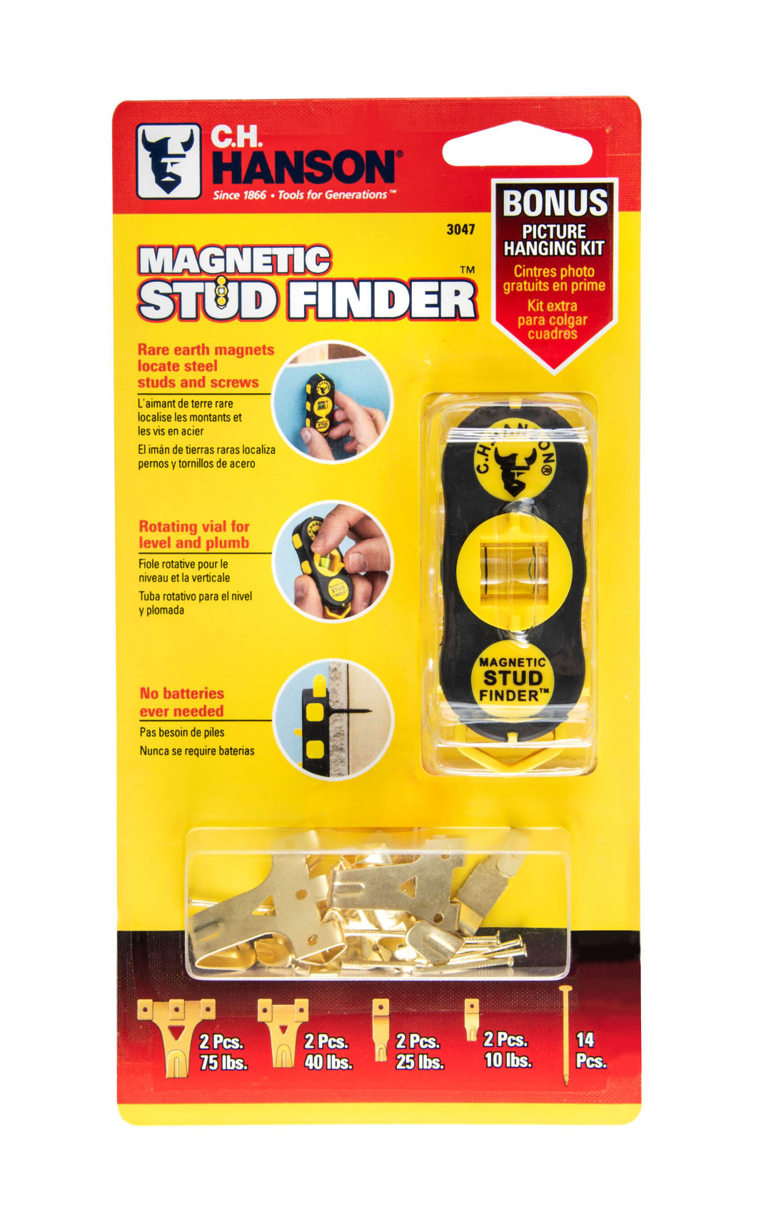 Magnetic Stud Finder with Picture Hanging Kit