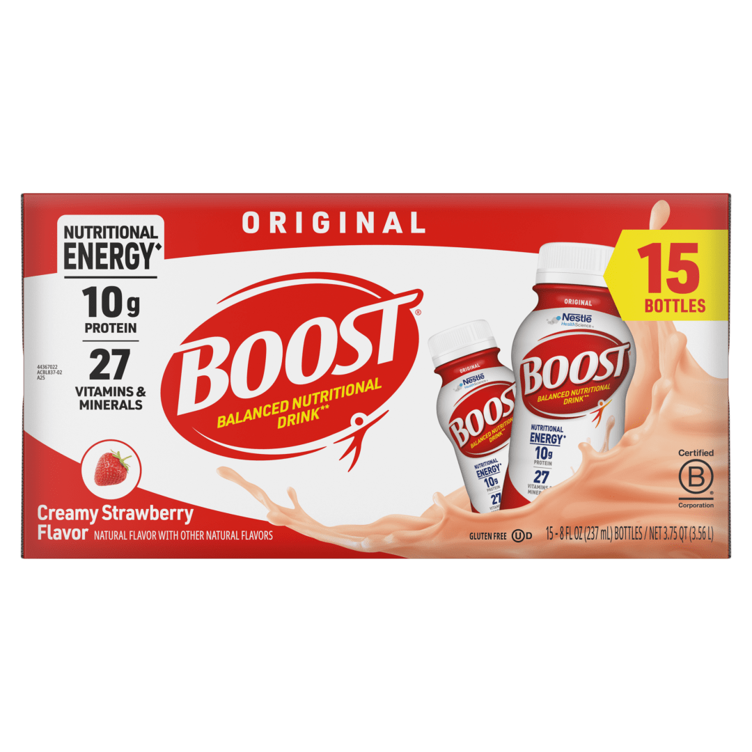 BOOST Original Balanced Nutritional Drink Protein Shakes, Creamy Strawberry, 8 fl oz, 15 Pack