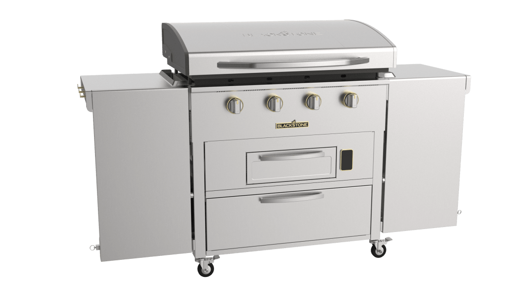 6006 - Blackstone Select 36 inch Griddle Air Fryer Combo with dual side tables and storage drawers