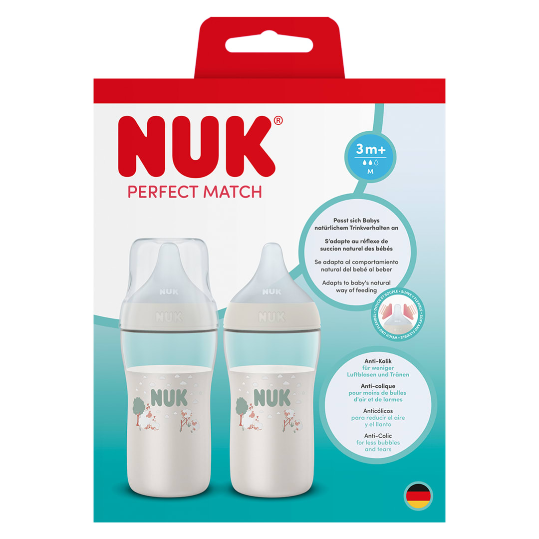 NUK PM 2-SET 260ML PP SHEEP+HIPPO ASSORT