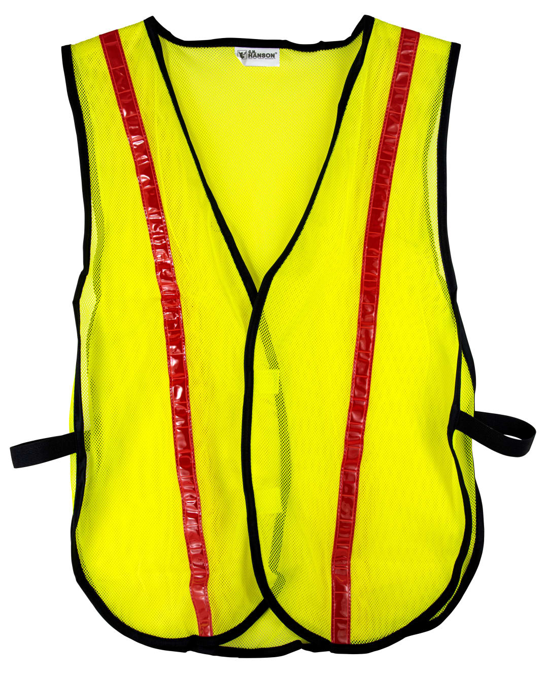 Safety Vest-Lime Fluorescent W/Red Reflective Stripes