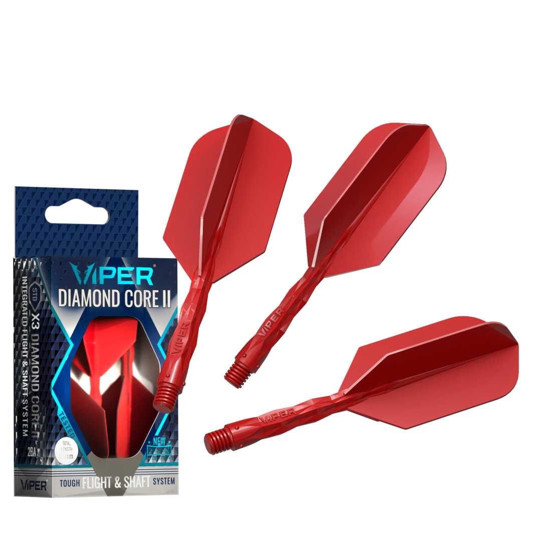Viper Diamond Core II Integrated Dart Flight & Shaft System - InBetween Shaft, Slim Flight - Red