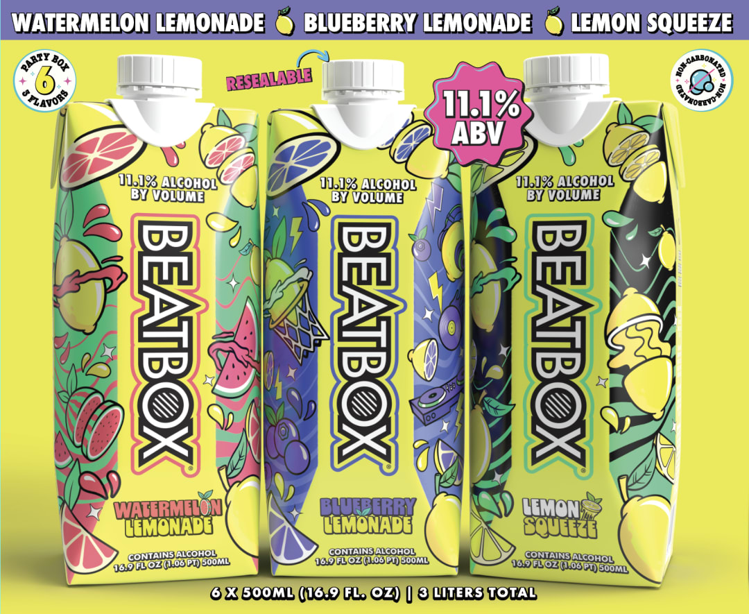 Beatbox Lemonade Variety Wine 11% 6/500ml (Lemon Squeeze, Blueberry Lemonade, Watermelon Lemonade)
