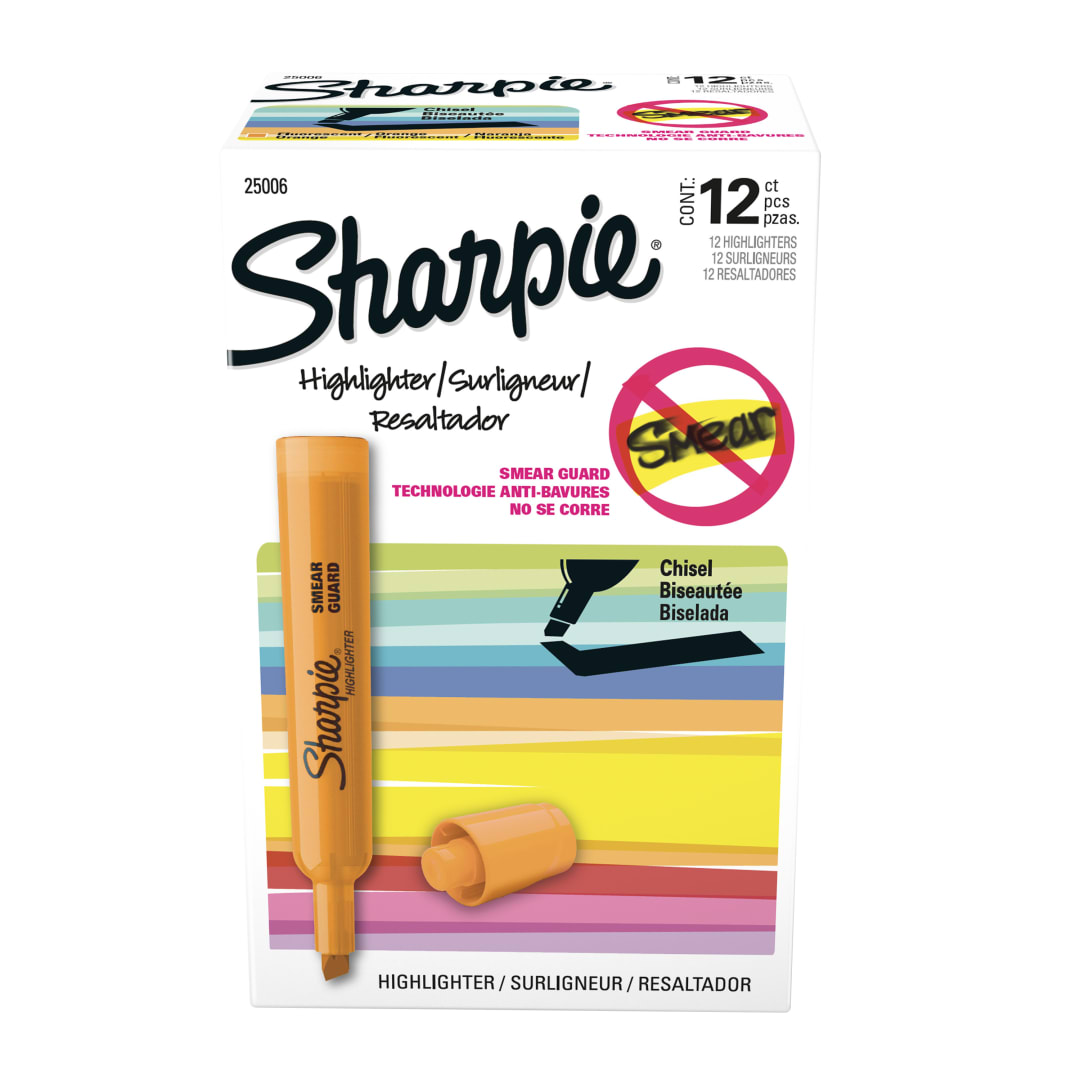 Sharpie Tank Highlighters, Chisel Tip, Orange, 12 Count