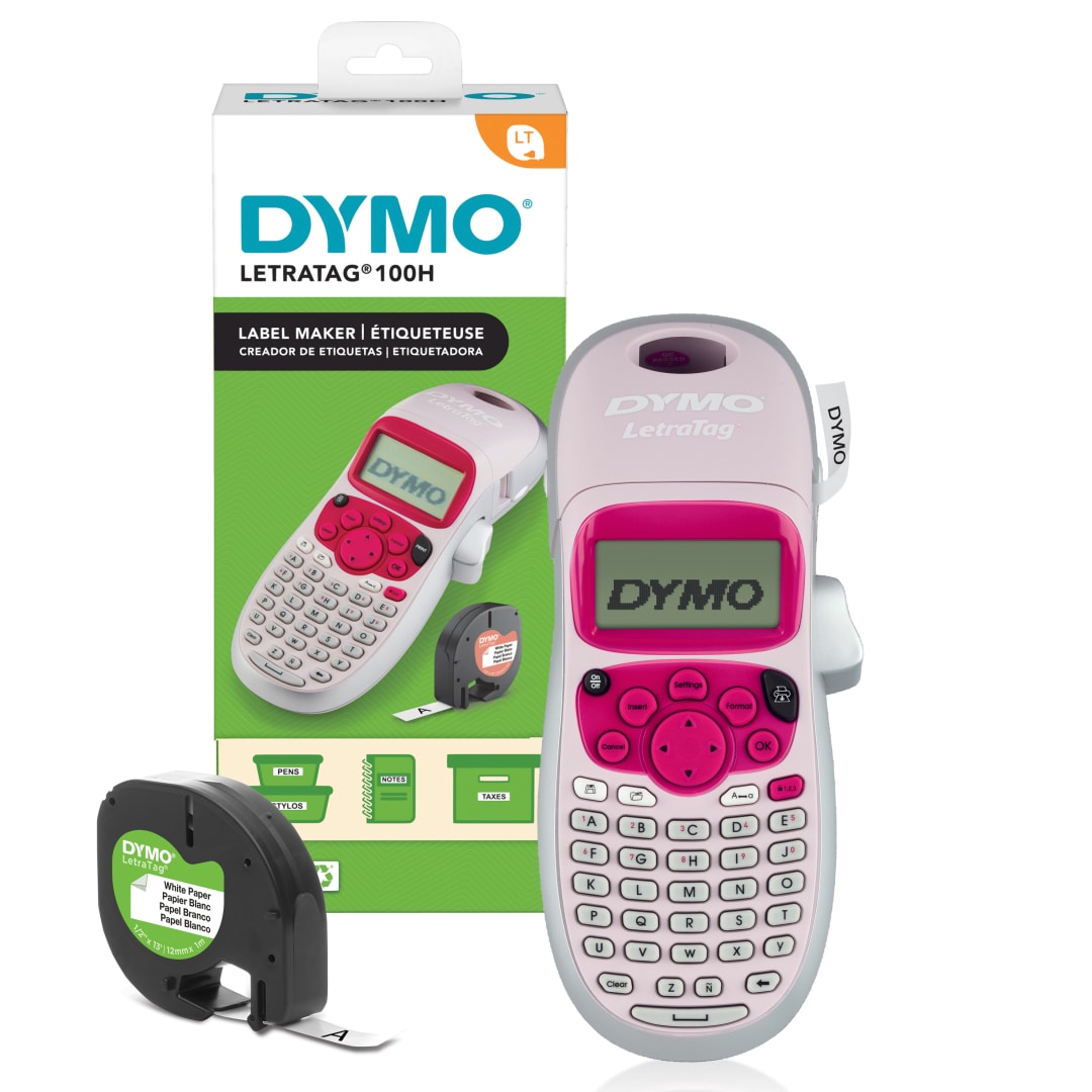 DYMO LetraTag LT-100H etiquetadora | Impresora de etiquetas porttil | Teclado ABC / Pantalla LCD de 13 caracteres | Perfecta para la oficina o para el hogar | Rosa