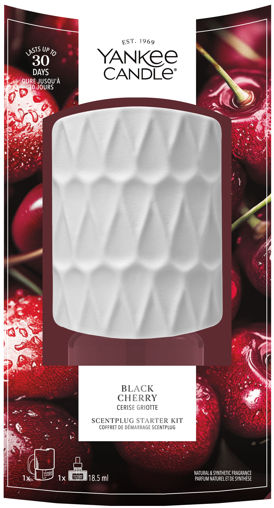 Yankee Candle Kit de inicio Scent Plug | Cereza negra | Incluye base de enchufe y recambio | Fragancia para el hogar sin llama