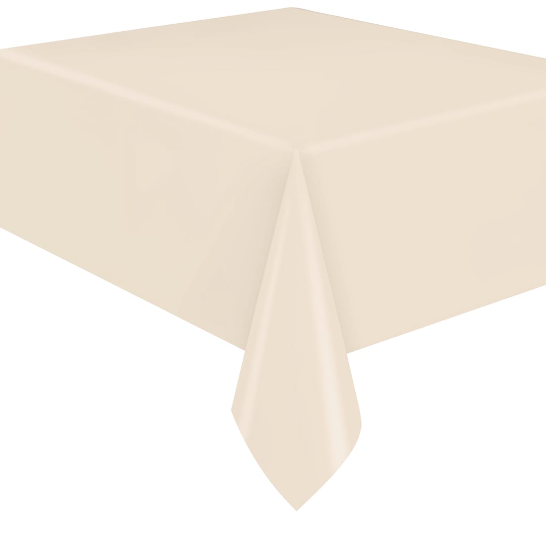 Vanilla Cream Solid Rectangular Plastic Table Cover, 54" x 108"