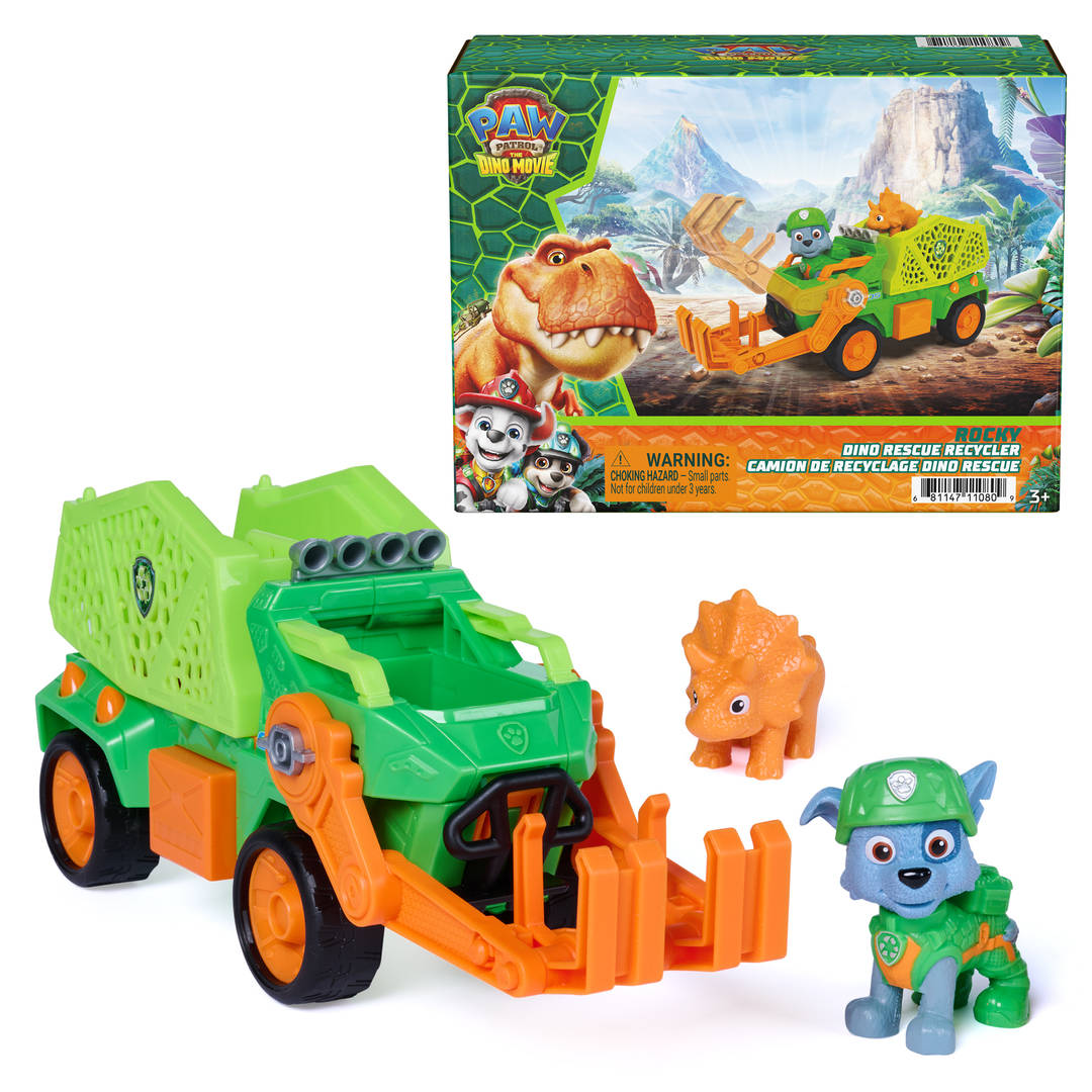 PAW Patrol The Dino Movie Rocky Dino Rescue Recycler Toy Vehicle
