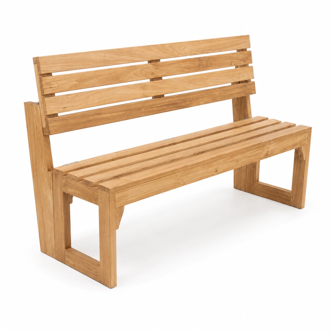 51" Outdoor Patio Teak Convertible Bench