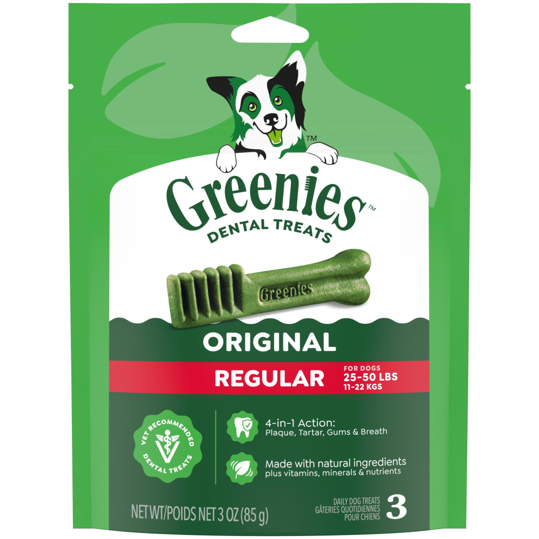 GREENIES Original Regular Natural Dog Dental Treats, 3 oz. Pack (3 Treats)