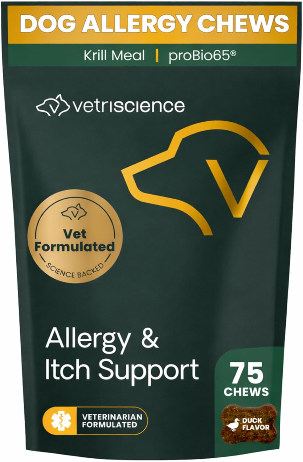 VS Allergy & Itch Support Chews, Dogs, Duck, 75ct