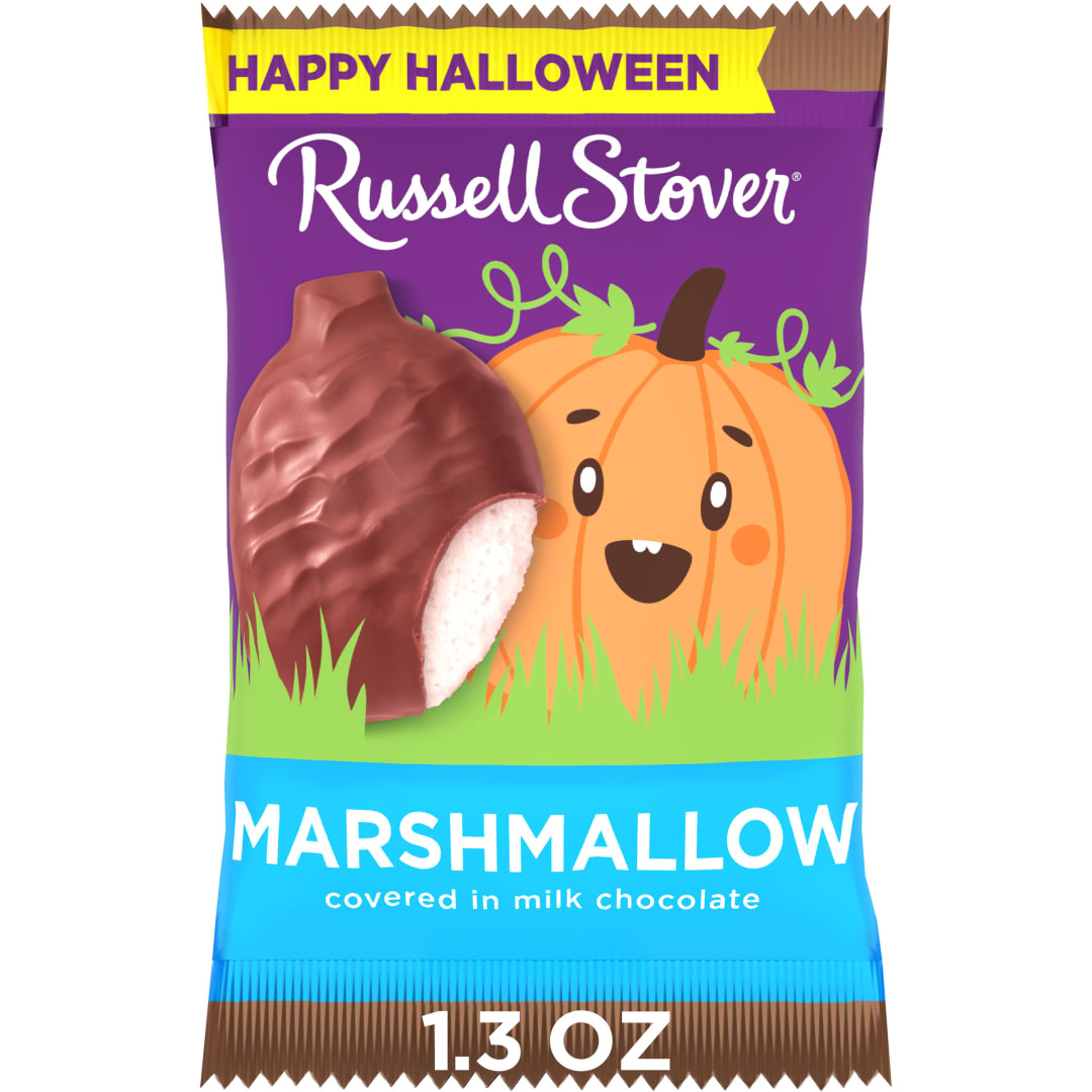 RUSSELL STOVER Halloween Milk Chocolate Marshmallow Candy Bar Pumpkin, 1.3 oz.