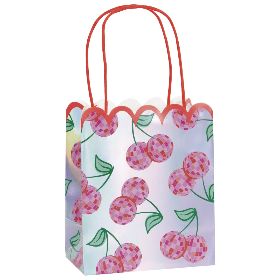 Summer Disco Iridescent Foil Scalloped Edge Favor Bags, 3ct