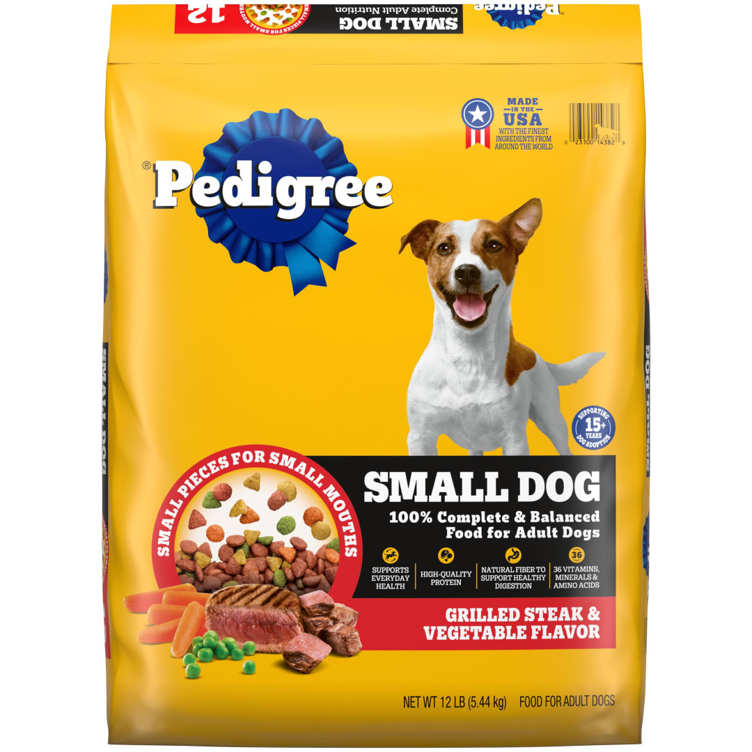 Pedigree Adult Small Dog Dry Dog Food, Grilled Steak and Vegetable Flavor, 12 lb. Bag