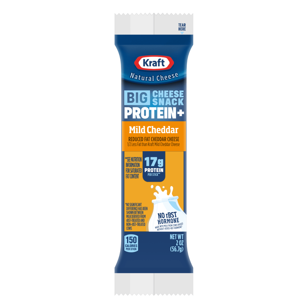 Kraft Natural Cheese Protein Reduced Fat Mild Cheddar Protein Big Stick 2 oz Stick
