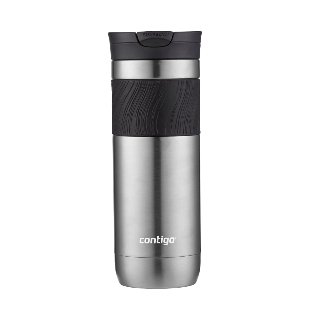 Contigo® Vaso Térmico Byron 2.0, de Acero Inoxidable, con Tapa SNAPSEAL™, y Agarre Texturizado, 473 ml, Plateado Gloss
