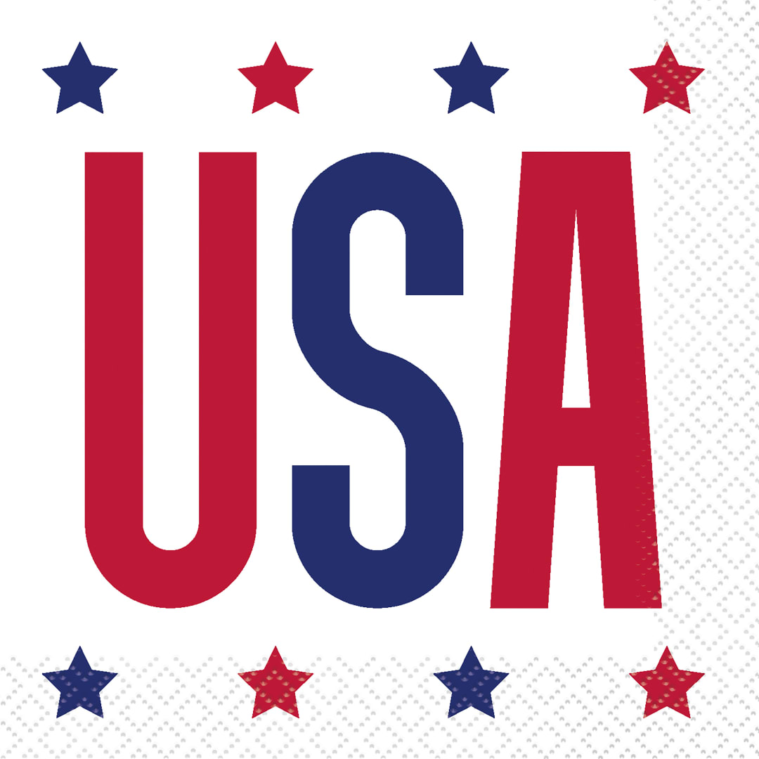 Peppy Patriotic "USA" Beverage Napkins, 16ct