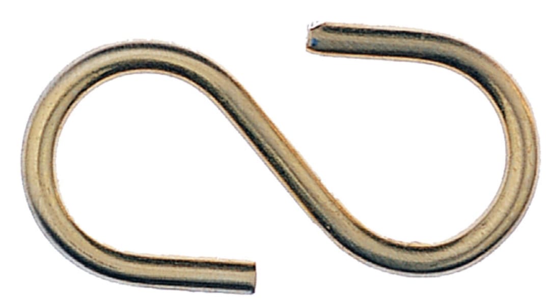 S-Hook 1-1/2" #2 Brass Plated 100 Pack