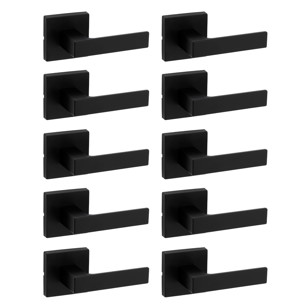 Singapore Square Hall/Closet Door Lever in Matte Black 10 Pack