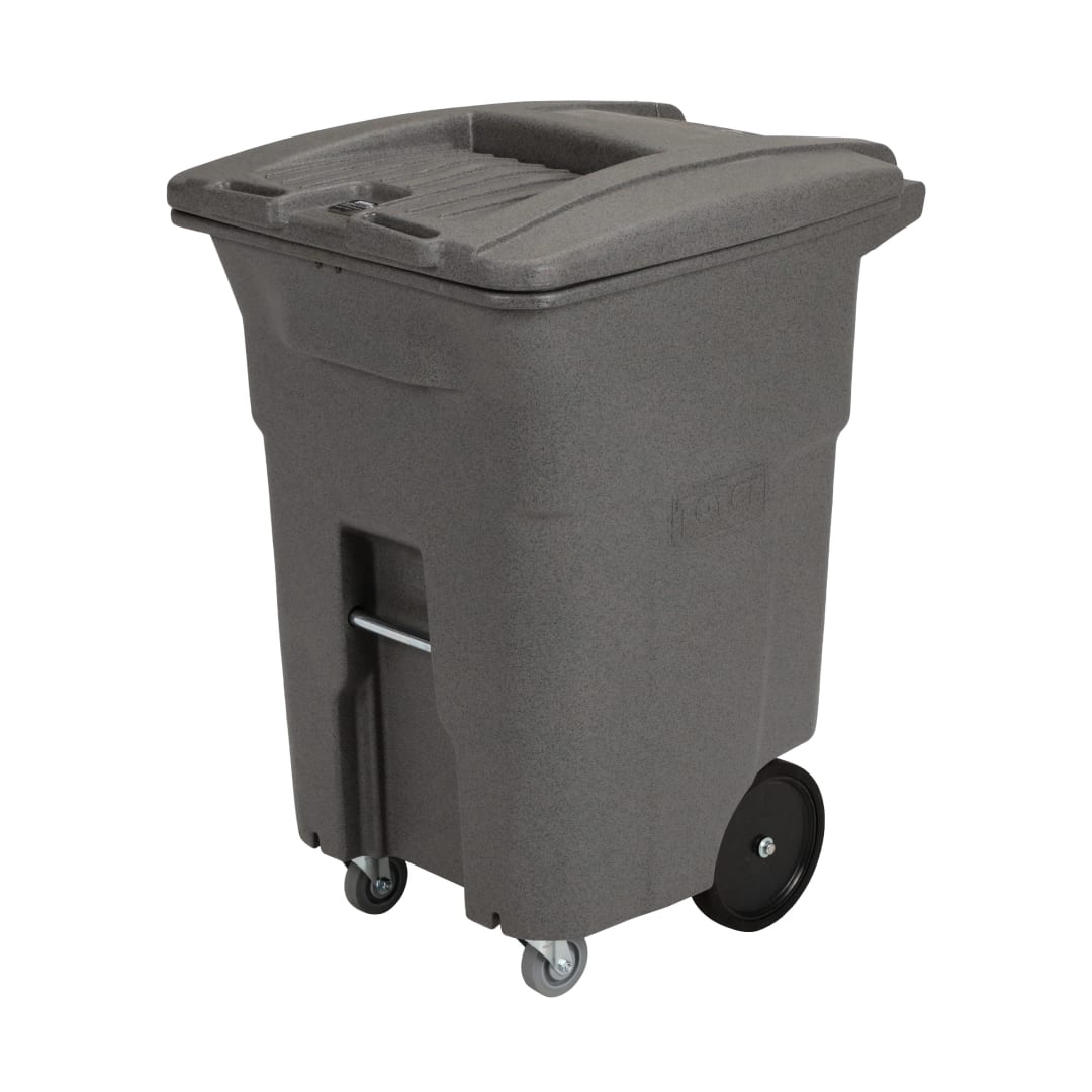 96 Gal. Graystone Document Trash Can with Wheels and Key Lid Lock (1 Braking Caster, 1 Standard Caster, 2 Stationary Wheels)