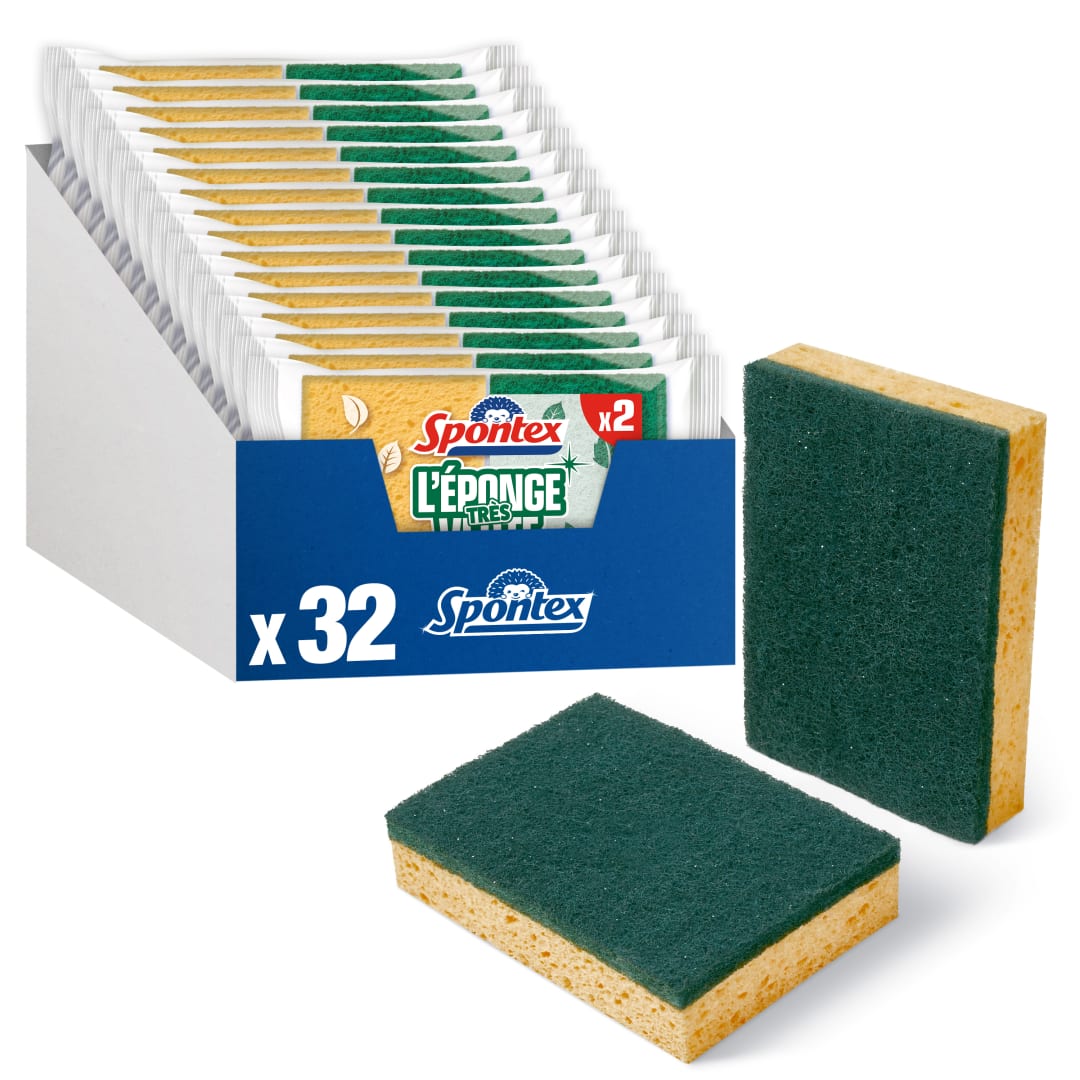 Spontex Eponges Très Vertes Grattantes-Fibres recyclées Sponge Scourer CASE