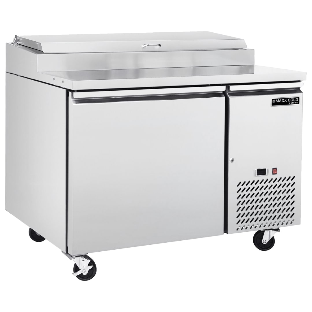 Maxx Cold V-Series 1 Door Refrigerated Pizza Prep Table, 50"W, 11 cu ft, in Stainless Steel (MVPP50HC)