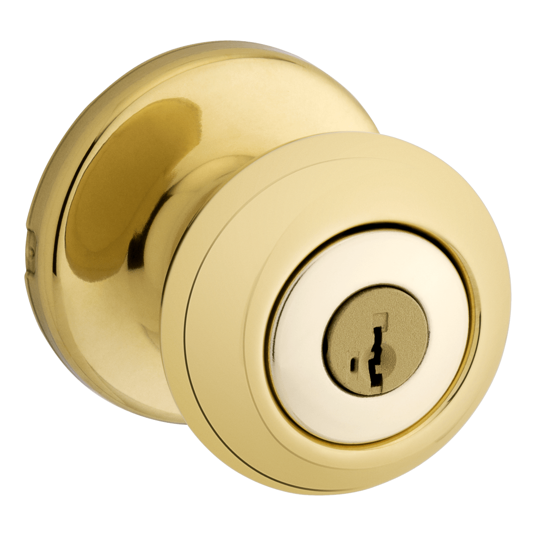 Cove Keyed Entry Door Knob in Polished Brass