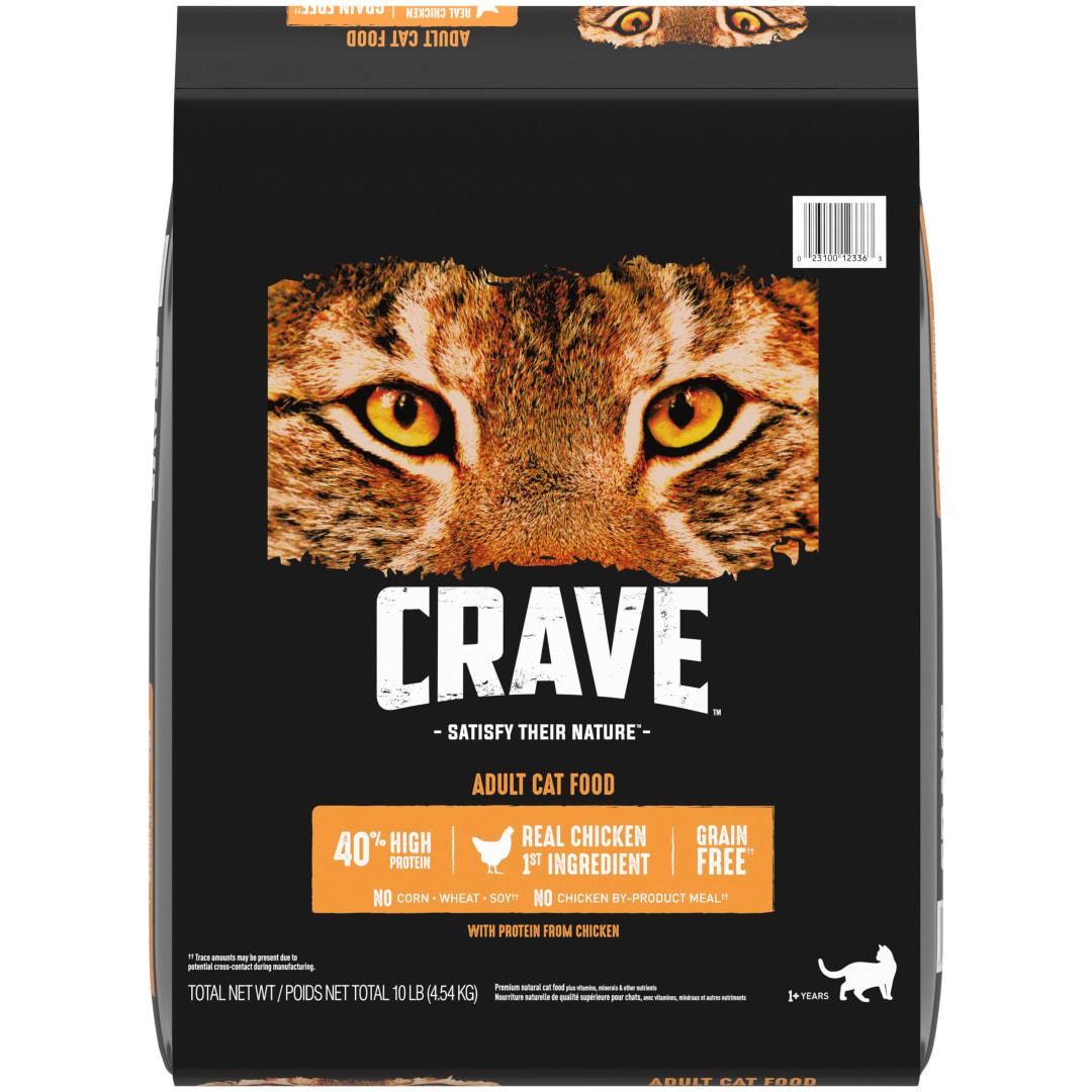 CRAVE Grain Free Adult High Protein Natural Dry Cat Food with Protein from Chicken, 10 lb. Bag