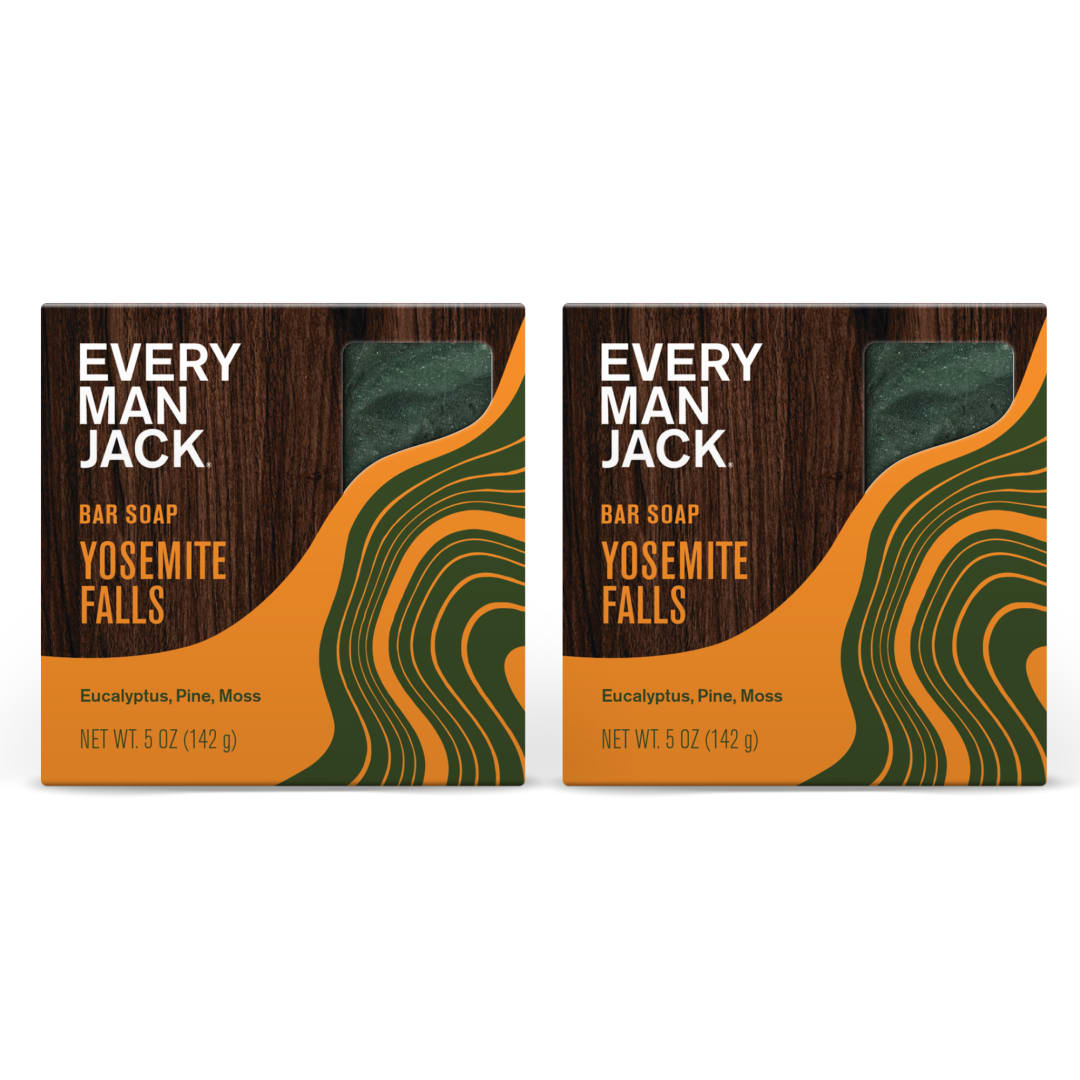 Every Man Jack Cold Plunge Mens Bar Soap - Yosemite Falls Scent with notes of Earthy Eucalyptus and Invigorating Pine - Deeply Cleans, Hydrates with Naturally Derived Ingredients - 5oz 2 Pack