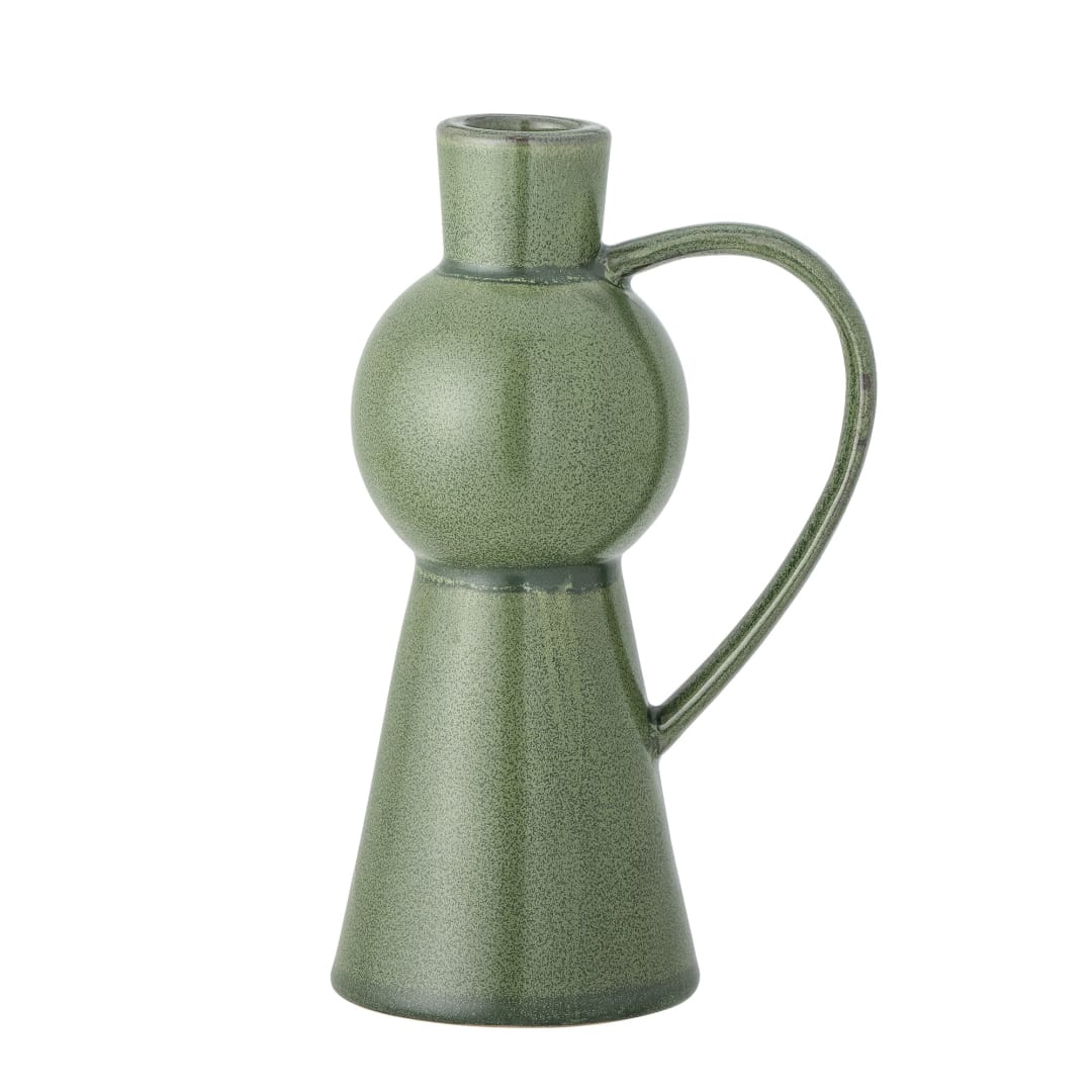 82060339 - Fija Candle Holder, Green, Stoneware STOCK: 192