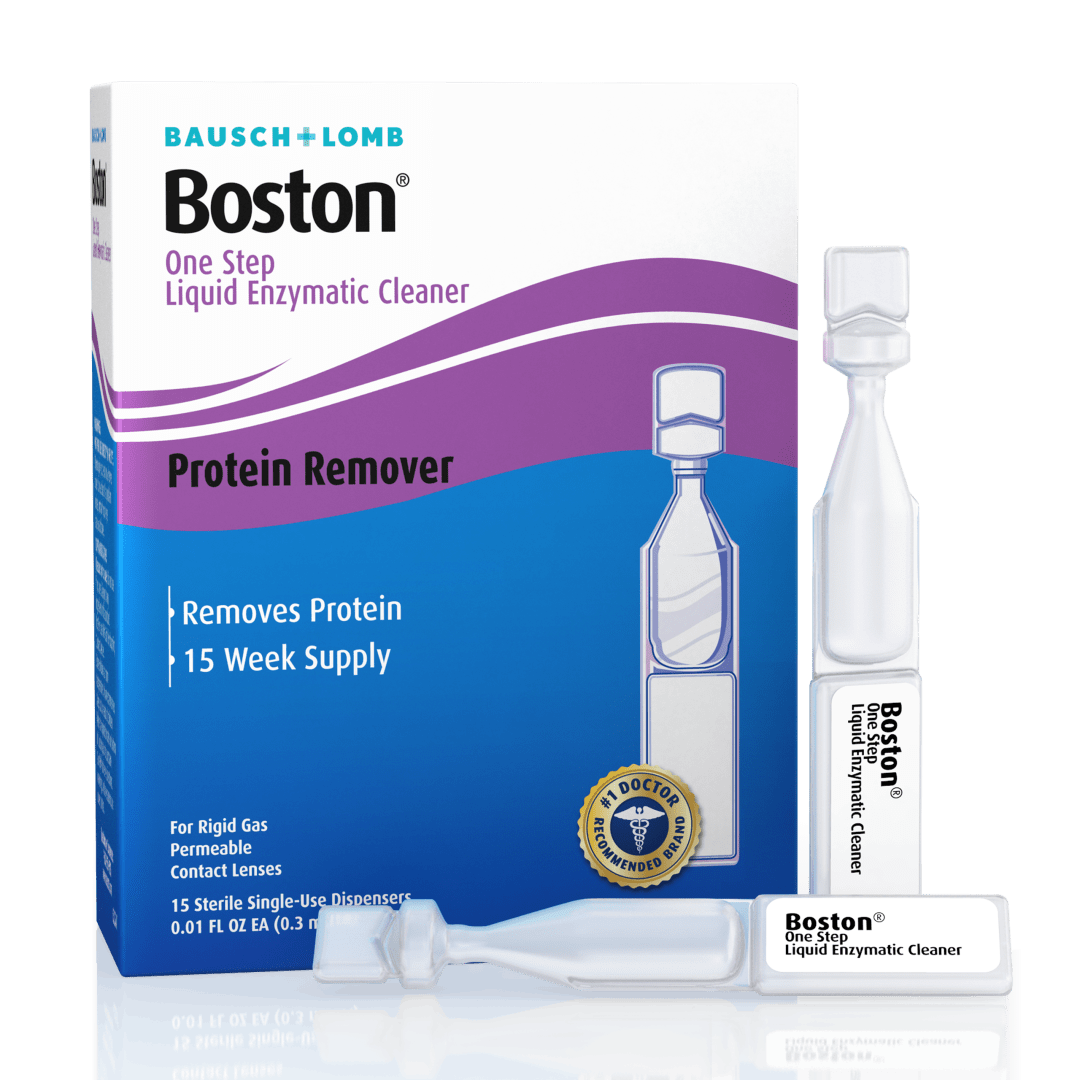 Boston One Step Liquid Enzymatic Cleaner – from Bausch + Lomb, 15 Sterile Single-Use Dispensers