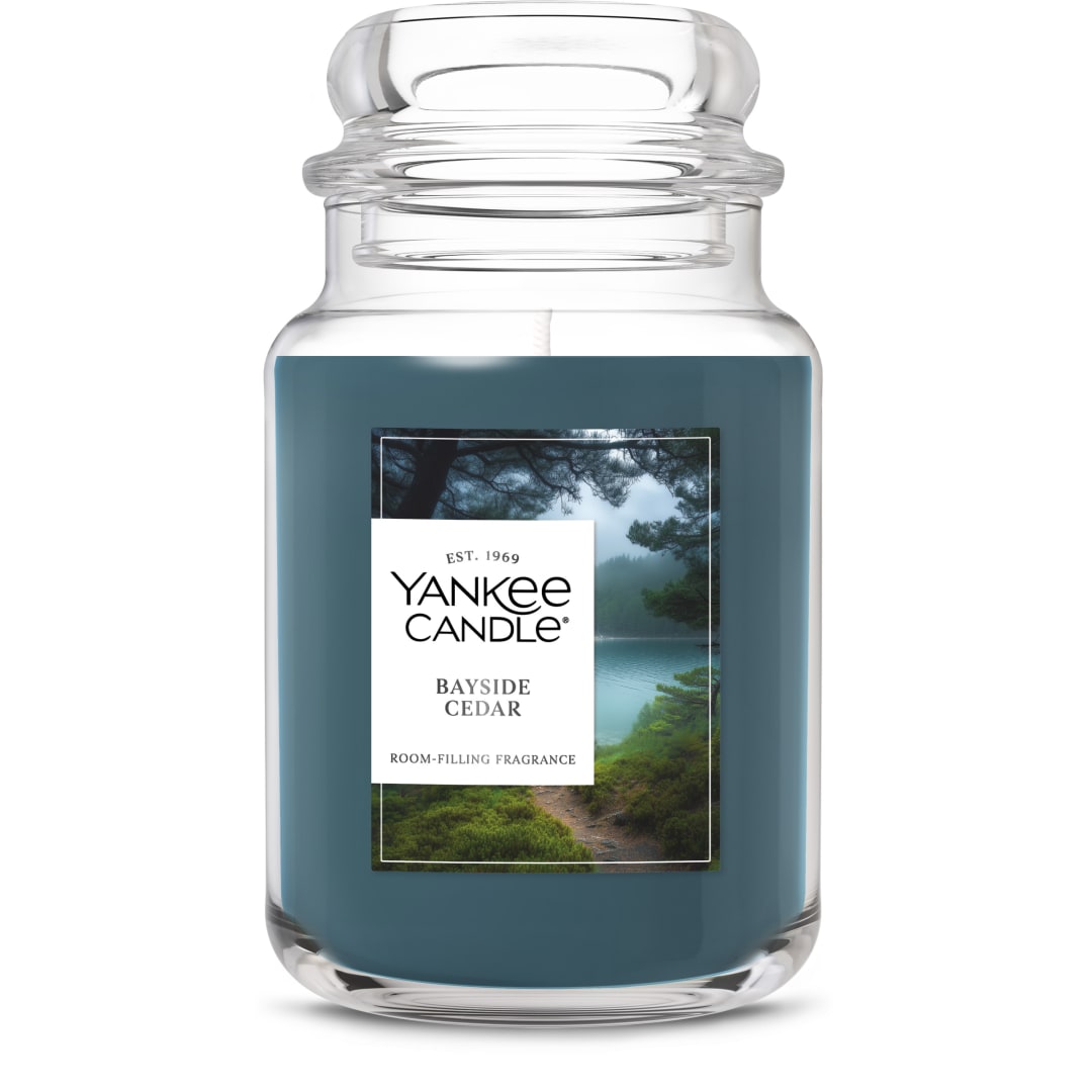 Yankee Candle® Bayside Cedar Scented Candle, 22oz Large Jar with up to 150 Hour Burn Time, Great for gifting