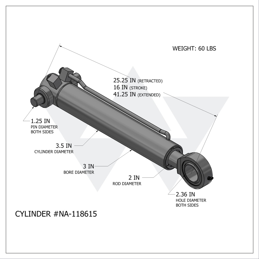 Wastebuilt® Replacement for New Way Raise Cylinder Sidewinder 118615 (3" X 2" X 16")