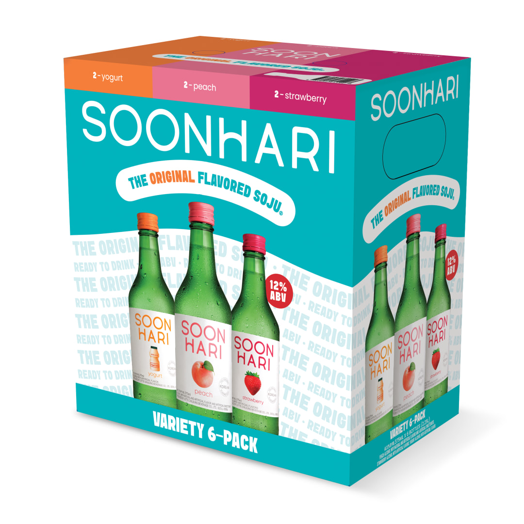 Soonhari Korean Soju Variety 6 pack of single serve 375ml bottles