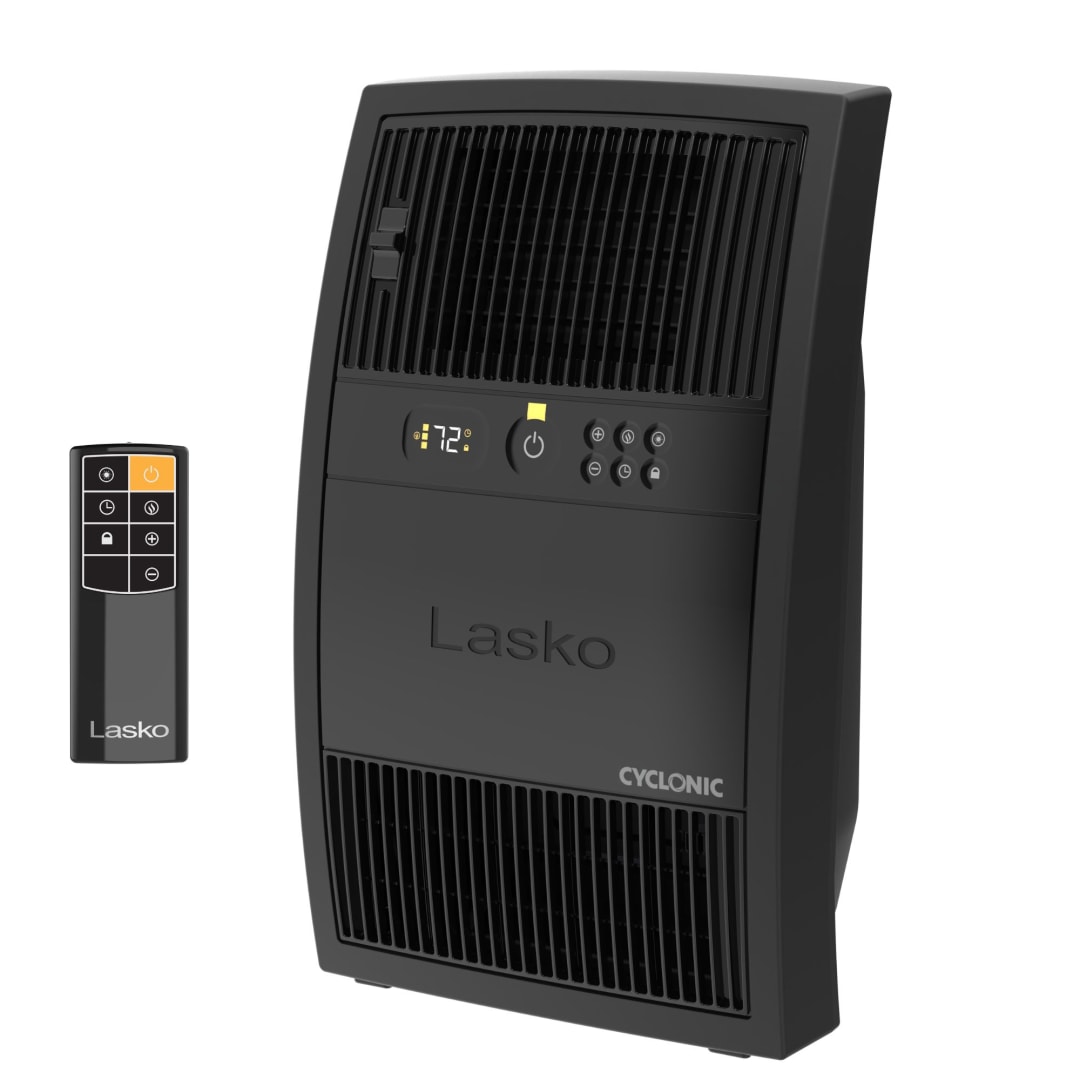 Lasko 20" 1500-Watt Cyclonic Full Room Ceramic Console Space Heater with Remote Control, Black
