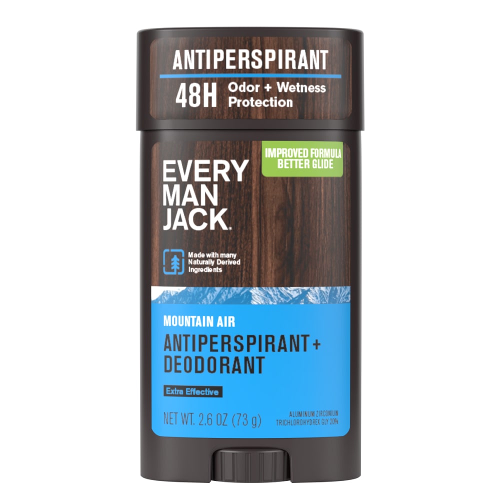 Every Man Jack Mountain Air Antiperspirant Deodorant – Smooth Glide, 48-Hour Odor & Sweat Defense, 2.6 oz