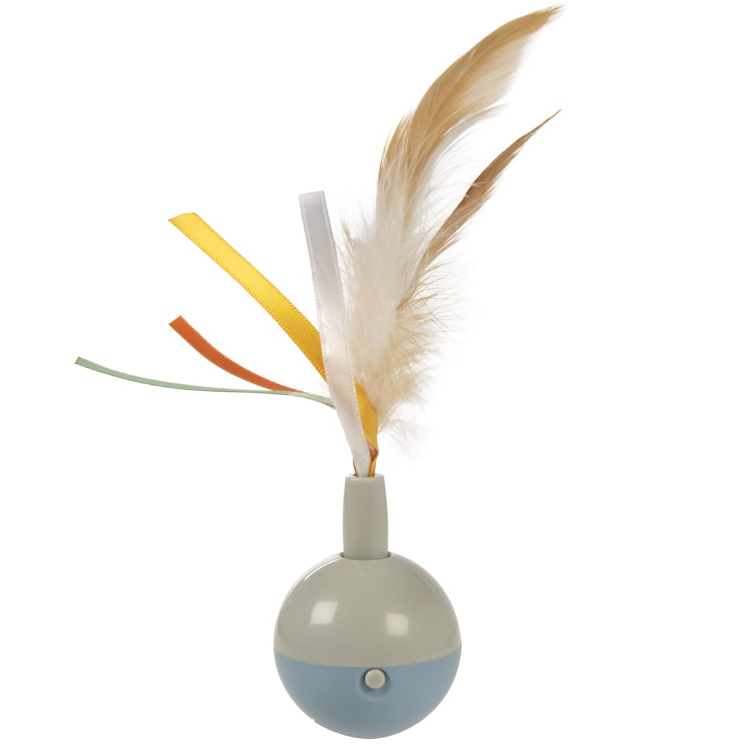 Instincts by SmartyKat Rowdy Ribbons Electronic Motion Spinning Ball Cat Toy, Battery Powered