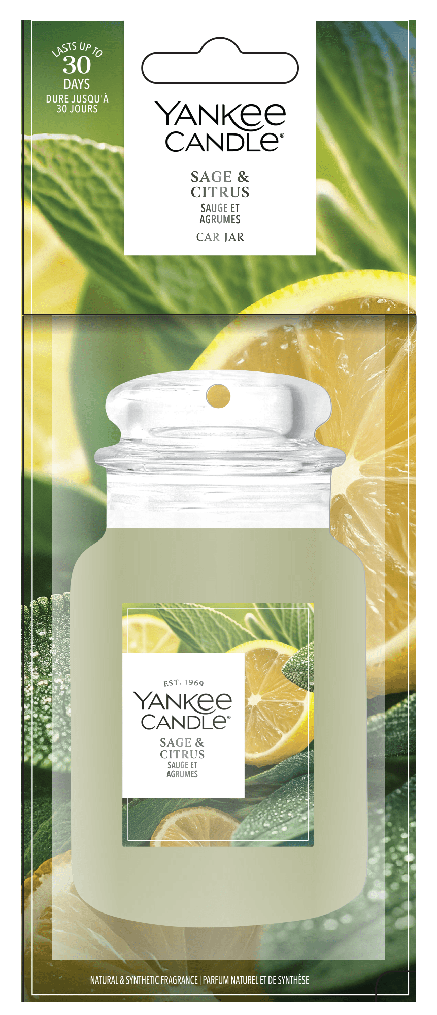 Yankee Candle | Car Jar | Salvia y cítricos | Para coches y espacios pequeños en casa | Hasta 30 días