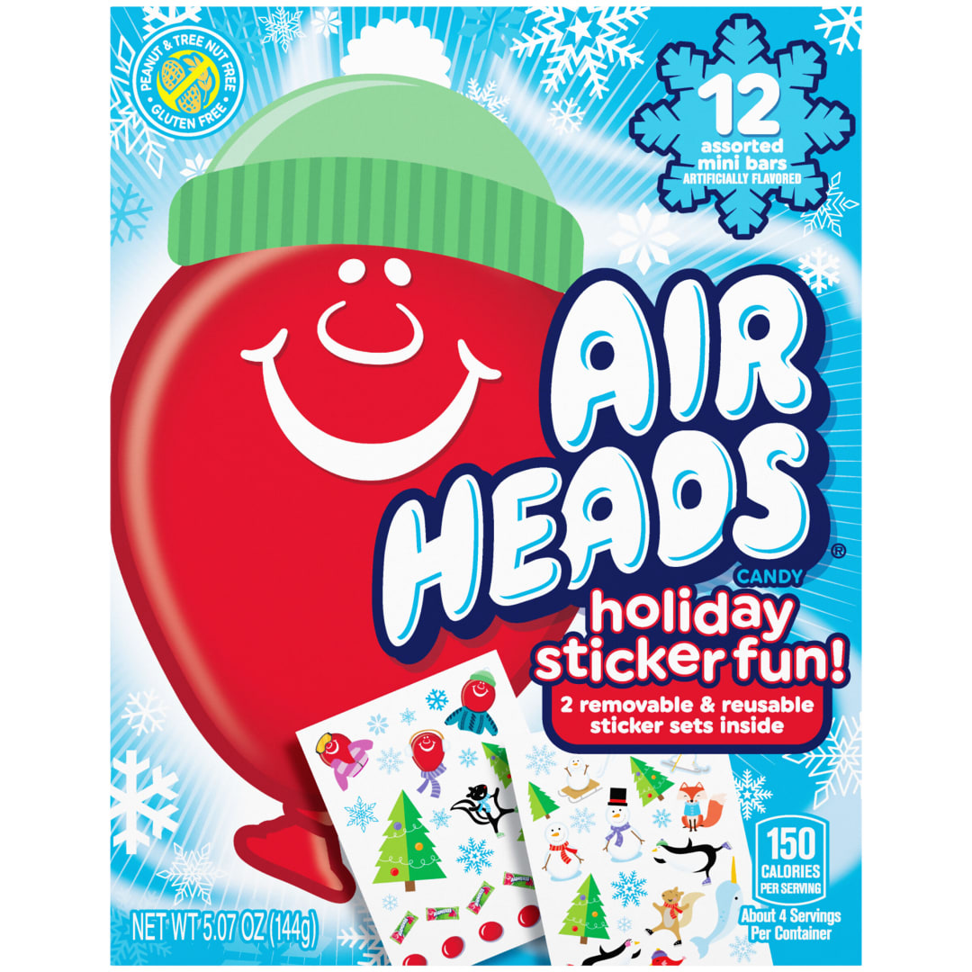 Airheads Mini Bars Assorted Flavors 12 pc Holiday Sticker Box