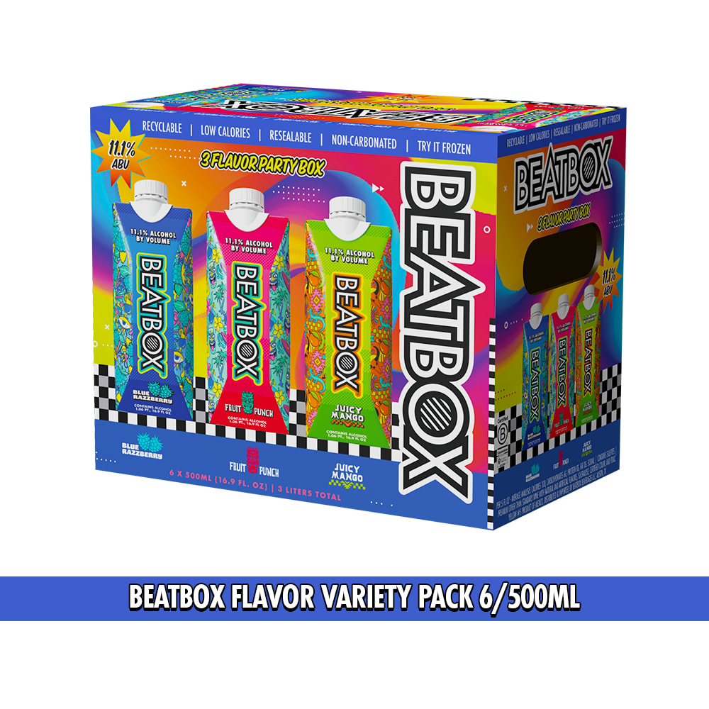 BeatBox Beverages 3 Flavor Variety Party Punch Cocktail 6 Pack Tetra/500ml